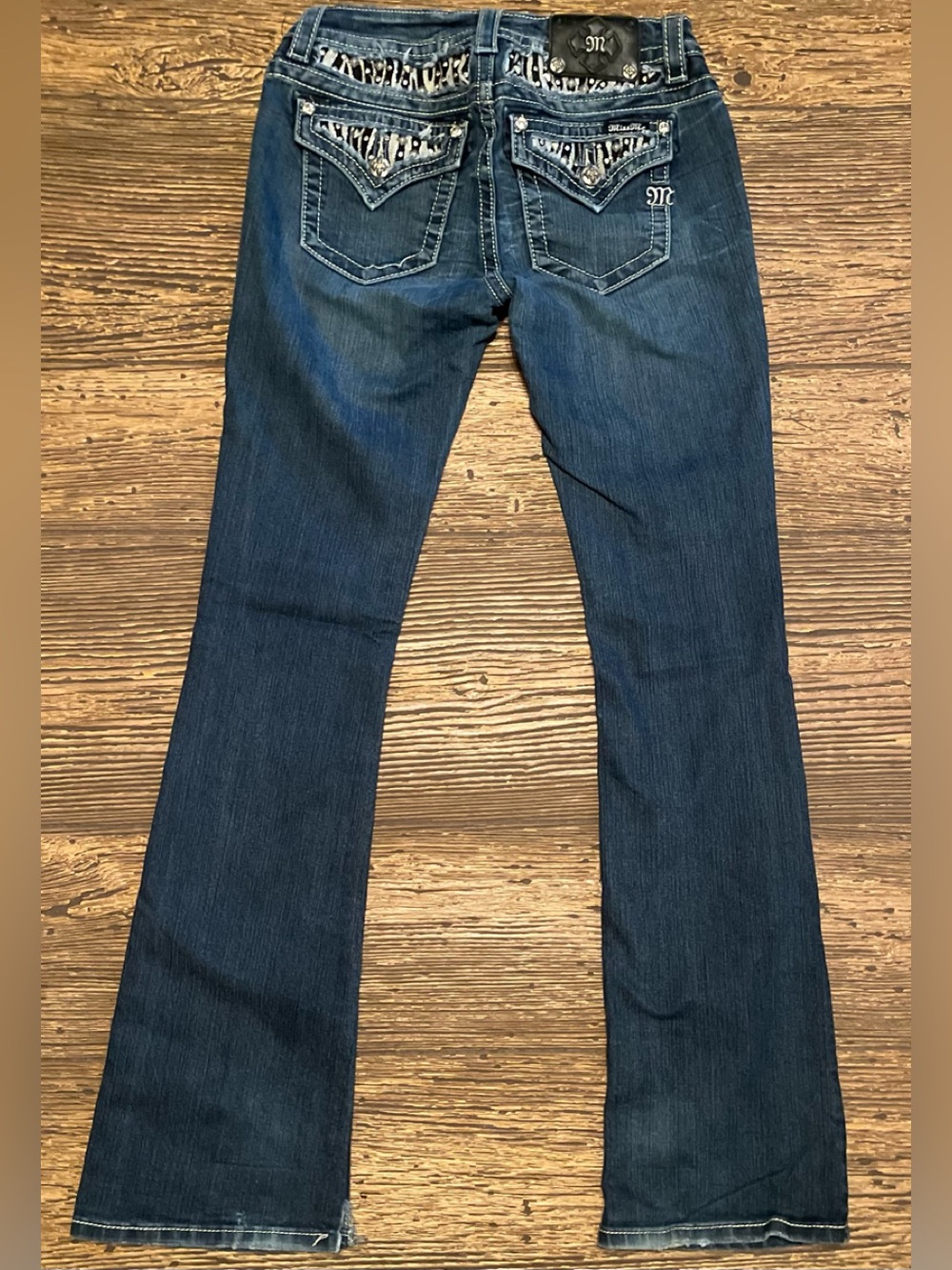 Miss Me Womens 28 x 33 Dark Blue Bootcut Mid-Rise Jeans
